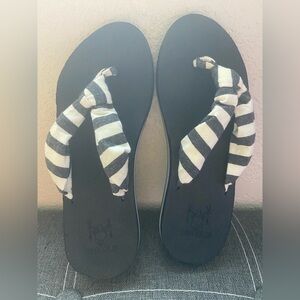 Black and White Striped Flip Flops